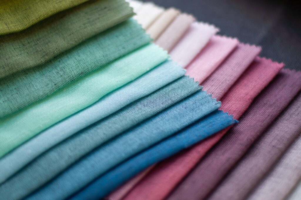 Layering of fabrics in different colours